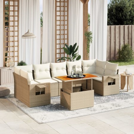 Juego de sofás de jardín con cojines beige 8 pzas ratán PE de , Conjuntos de jardín - Ref: Foro24-3271667, Precio: 583,84 €, ...