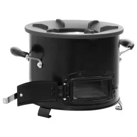 Black metal wood-burning camping stove, 36x26x22.5 cm by , Chimneys - Ref: Foro24-319439, Price: 83,85 €, Discount: %