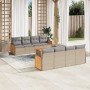 Set de sofás de jardín 9 pzas con cojines ratán sintético beige en Conjuntos de jardín | Comprar online en Foru.es