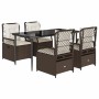 Set comedor de jardín 5 piezas y cojines ratán sintético marrón de , Conjuntos de jardín - Ref: Foro24-3262974, Precio: 500,3...