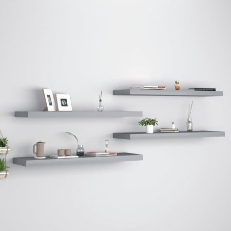 Estantes flotantes de pared 4 uds MDF gris 90x23,5x3,8 cm de vidaXL, Estantes y estanterías - Ref: Foro24-323861, Precio: 70,...