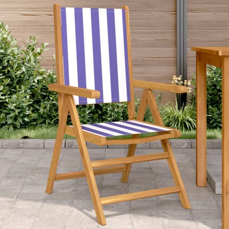 Sillas de jardín 2 uds madera maciza acacia y tela azul blanco de , Sillas de jardín - Ref: Foro24-367662, Precio: 153,36 €, ...