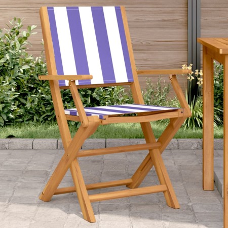 Sillas de jardín 2 uds madera maciza acacia y tela azul blanco de , Sillas de jardín - Ref: Foro24-367674, Precio: 106,71 €, ...