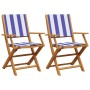 Sillas de jardín 2 uds madera maciza acacia y tela azul blanco de , Sillas de jardín - Ref: Foro24-367674, Precio: 106,71 €, ...