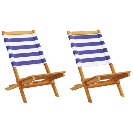 Sillas de jardín 2 uds madera maciza acacia y tela azul blanco de , Sillas de jardín - Ref: Foro24-367695, Precio: 114,54 €, ...