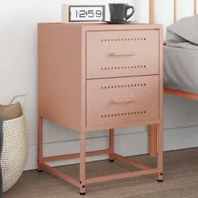 Mesita de noche de acero rosa 36x39x60,5 cm de , Mesitas de noche - Ref: Foro24-846460, Precio: 70,85 €, Descuento: %