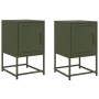 Mesitas de noche 2 unidades acero verde oliva 36x39x60,5 cm de , Mesitas de noche - Ref: Foro24-846455, Precio: 82,34 €, Desc...