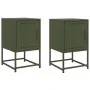 Mesitas de noche 2 unidades acero verde oliva 36x39x60,5 cm de , Mesitas de noche - Ref: Foro24-846455, Precio: 81,45 €, Desc...