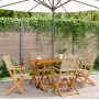 Sillas de jardín plegables 4 uds madera maciza y ratán PE beige de , Sillas de jardín - Ref: Foro24-3214562, Precio: 258,59 €...