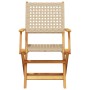 Sillas de jardín plegables 4 uds madera maciza y ratán PE beige de , Sillas de jardín - Ref: Foro24-3214562, Precio: 258,59 €...