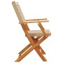 Sillas de jardín plegables 4 uds madera maciza y ratán PE beige de , Sillas de jardín - Ref: Foro24-3214562, Precio: 258,59 €...