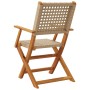 Sillas de jardín plegables 4 uds madera maciza y ratán PE beige de , Sillas de jardín - Ref: Foro24-3214562, Precio: 258,59 €...