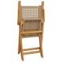 Sillas de jardín plegables 4 uds madera maciza y ratán PE beige de , Sillas de jardín - Ref: Foro24-3214562, Precio: 258,59 €...