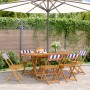 Sillas jardín plegables 6 uds madera maciza tela azul blanco de , Sillas de jardín - Ref: Foro24-3214626, Precio: 238,89 €, D...