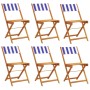 Sillas jardín plegables 6 uds madera maciza tela azul blanco de , Sillas de jardín - Ref: Foro24-3214626, Precio: 238,89 €, D...