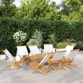 Sillas jardín plegables 8 uds tela madera maciza y tela crema de , Sillas de jardín - Ref: Foro24-3214639, Precio: 453,94 €, ...