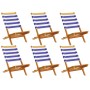 Sillas jardín plegables 6 uds madera maciza tela azul blanco de , Sillas de jardín - Ref: Foro24-3214653, Precio: 319,94 €, D...