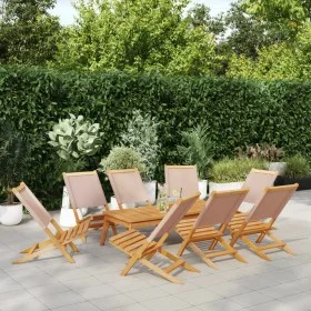 Faltbare Gartenstühle, 8 Stück, Massivholz und taupefarbener Stoff von , Gartenstühle - Ref: Foro24-3214645, Preis: 408,16 €,...
