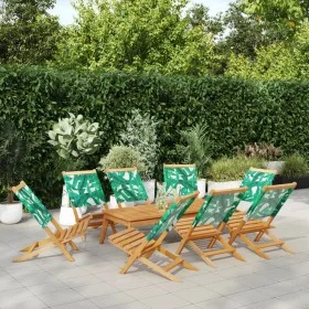 8 verstellbare Gartenstühle aus Massivholz und grünem Stoff von , Gartenstühle - Ref: Foro24-3214651, Preis: 417,34 €, Rabatt: %