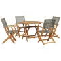 Set de comedor de jardín 5 piezas ratán PE madera maciza gris de , Conjuntos de jardín - Ref: Foro24-3281815, Precio: 374,02 ...