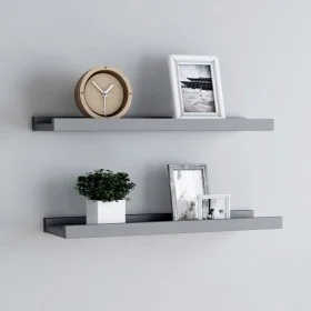 Repisa para marcos de fotos 2 uds MDF gris 60x9x3 cm de vidaXL, Estantes y estanterías - Ref: Foro24-323935, Precio: 19,78 €,...