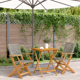 Juego de bistro de 3 piezas ratán PE y madera maciza gris de , Conjuntos de jardín - Ref: Foro24-3281803, Precio: 192,17 €, D...