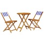 Juego de bistro de 3 piezas tela y madera maciza azul y blanco de , Conjuntos de jardín - Ref: Foro24-3281753, Precio: 131,39...