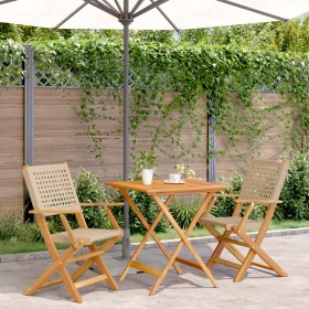 Juego de bistro de 3 piezas ratán PE y madera maciza beige de , Conjuntos de jardín - Ref: Foro24-3281876, Precio: 199,60 €, ...