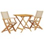 Juego de bistro de 3 piezas ratán PE y madera maciza beige de , Conjuntos de jardín - Ref: Foro24-3281876, Precio: 199,60 €, ...