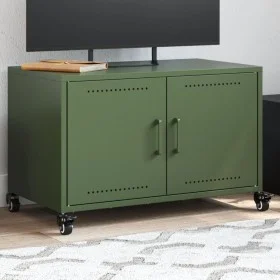 Mueble de TV de acero verde oliva 68x39x43,5 cm de , Muebles TV - Ref: Foro24-846642, Precio: 75,43 €, Descuento: %