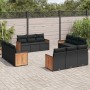 Set de sofás de jardín 12 piezas cojines ratán sintético negro en Conjuntos de jardín | Comprar online en Foru.es
