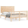 Estructura de cama de matrimonio con cabecero madera maciza de vidaXL, Camas y somieres - Ref: Foro24-3195191, Precio: 127,88...