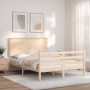 Estructura de cama de matrimonio con cabecero madera maciza de vidaXL, Camas y somieres - Ref: Foro24-3195191, Precio: 127,88...