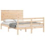 Estructura de cama de matrimonio con cabecero madera maciza de vidaXL, Camas y somieres - Ref: Foro24-3195191, Precio: 127,88...