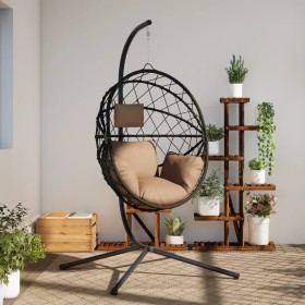 Silla colgante huevo con soporte tela y acero gris taupe de , Balancines de jardín - Ref: Foro24-4007403, Precio: 214,96 €, D...
