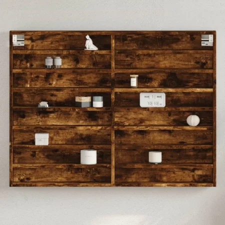 Vitrina de madera de ingeniería roble ahumado 100x8,5x75 cm de , Estantes y estanterías - Ref: Foro24-847937, Precio: 53,81 €...