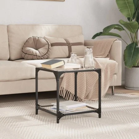 Mesa de centro superficie vidrio negra y acero 40x40x40 cm de , Mesas de centro - Ref: Foro24-845964, Precio: 34,39 €, Descue...