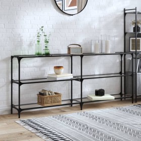 Mesa consola superficie vidrio transparente acero 194,5x30x81cm de , Mesas consola - Ref: Foro24-846034, Precio: 95,72 €, Des...