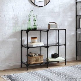 Mesa consola con superficie de vidrio negro acero 98x30x81 cm de , Mesas consola - Ref: Foro24-846029, Precio: 74,11 €, Descu...