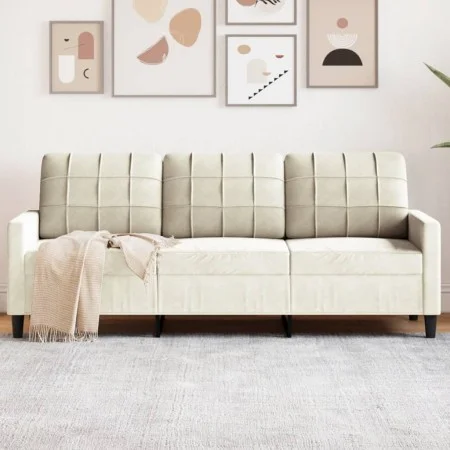 Sofá de 3 plazas terciopelo color crema 180 cm de , Sofás - Ref: Foro24-4007642, Precio: 306,98 €, Descuento: %