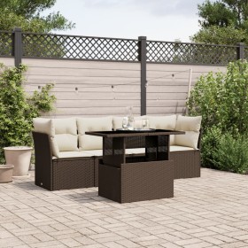 Set comedor de jardín 5 piezas y cojines ratán sintético marrón de , Conjuntos de jardín - Ref: Foro24-3266353, Precio: 347,2...