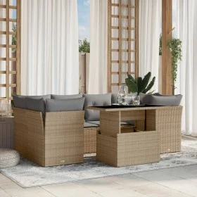 Set sofás de jardín 7 piezas y cojines ratán sintético beige de , Conjuntos de jardín - Ref: Foro24-3266379, Precio: 465,20 €...