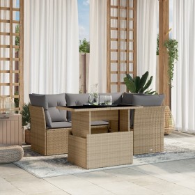 Juego de sofás jardín con cojines 5 pzas ratán sintético beige de , Conjuntos de jardín - Ref: Foro24-3266559, Precio: 364,82...