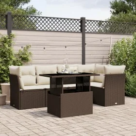 Set sofás de jardín 6 piezas y cojines ratán sintético marrón by , Garden sets - Ref: Foro24-3266573, Price: 457,60 €, Discou...