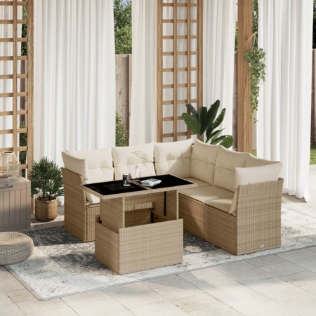 Juego de sofás jardín con cojines 6 pzas ratán sintético beige de , Conjuntos de jardín - Ref: Foro24-3266578, Precio: 447,36...
