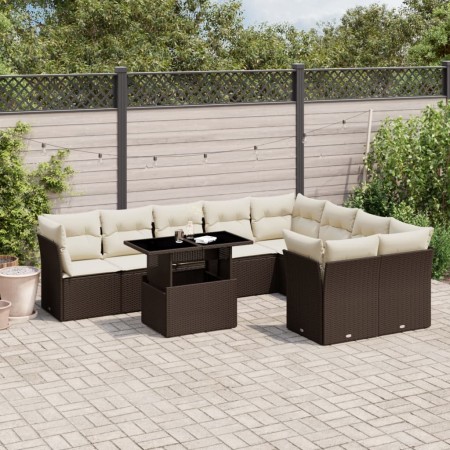 Set de sofás de jardín 10 pzas y cojines ratán sintético marrón de , Conjuntos de jardín - Ref: Foro24-3266843, Precio: 666,2...