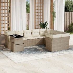 Juego de sofás jardín con cojines beige 10 pzas ratán sintético de , Conjuntos de jardín - Ref: Foro24-3266848, Precio: 693,8...