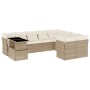 Juego de sofás jardín con cojines beige 10 pzas ratán sintético de , Conjuntos de jardín - Ref: Foro24-3266848, Precio: 693,8...