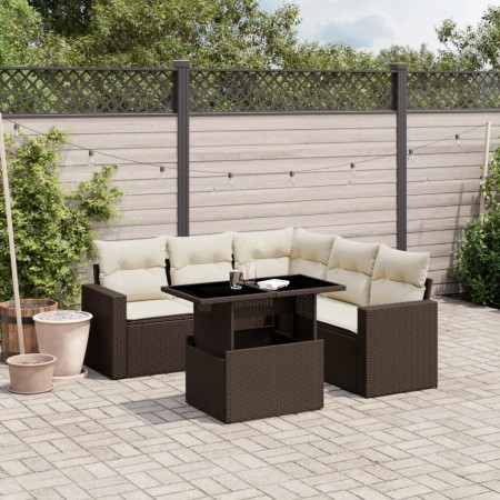 Set sofás de jardín 6 piezas y cojines ratán sintético marrón de , Conjuntos de jardín - Ref: Foro24-3267273, Precio: 435,75 ...