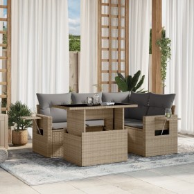 Juego de sofás jardín con cojines 5 pzas ratán sintético beige de , Conjuntos de jardín - Ref: Foro24-3267879, Precio: 380,93...